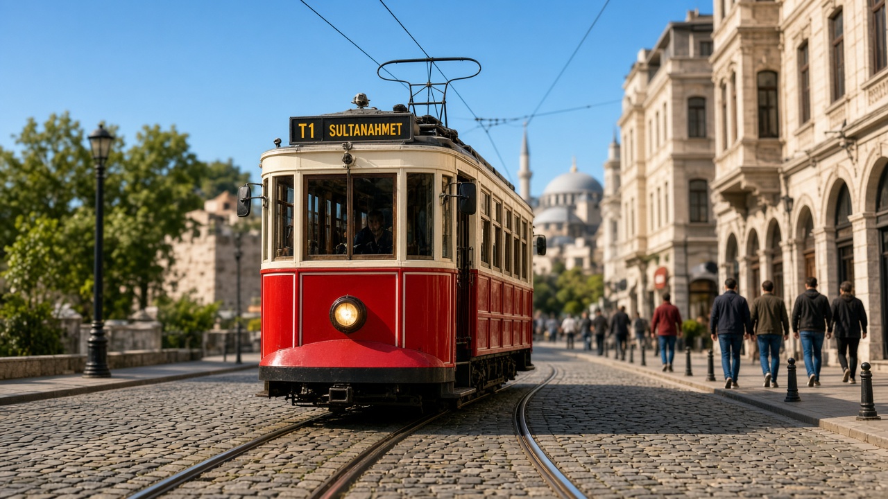 Historic tram in central Istanbul
